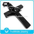 Religieux croyant prière en acier inoxydable noir et or Jésus pierre de naissance personnalisé croix Enhancer pendentif achats en ligne